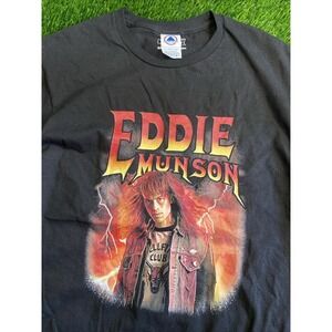 Stranger Things Eddie Munson Hellfire Sz M Black Metal Punk Cyber Graphic Tee